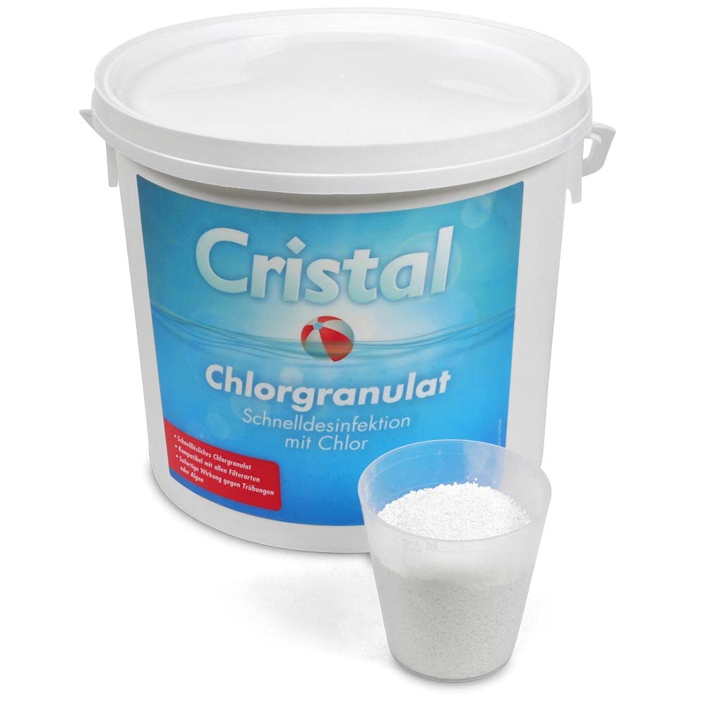 Cristal Chlorgranulat schnell löslich 5 kg - Schnelldesinfektion mit Chlor - Sofortige Wirkung gegen Trübungen und Algen - Stoßchlorung Pool Whirlpool