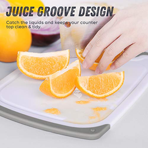 Ligttle Plastic Cutting Board Set of 3, BPA Free Kitchen Cutting Boards with Juice Grooves and Easy Grip Handle, Dishwasher Safe & Non-Porous - Thumbnail 4
