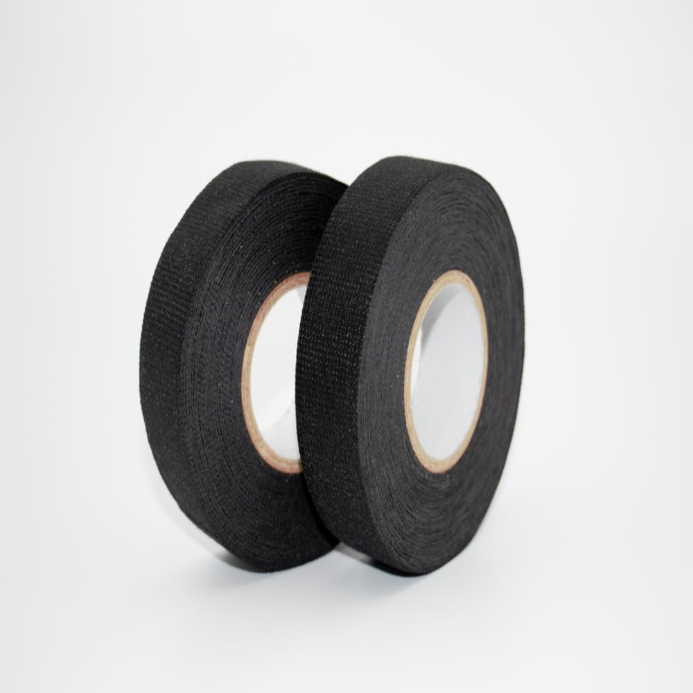 Wire Harness Cloth Electrical Tape, Noise Damping Heat Proof Car Wrap Tape, Self-Adhesive Fabric Tape for Automotive Electrical Cable, Black (1, Width:19mm (1 Roll))