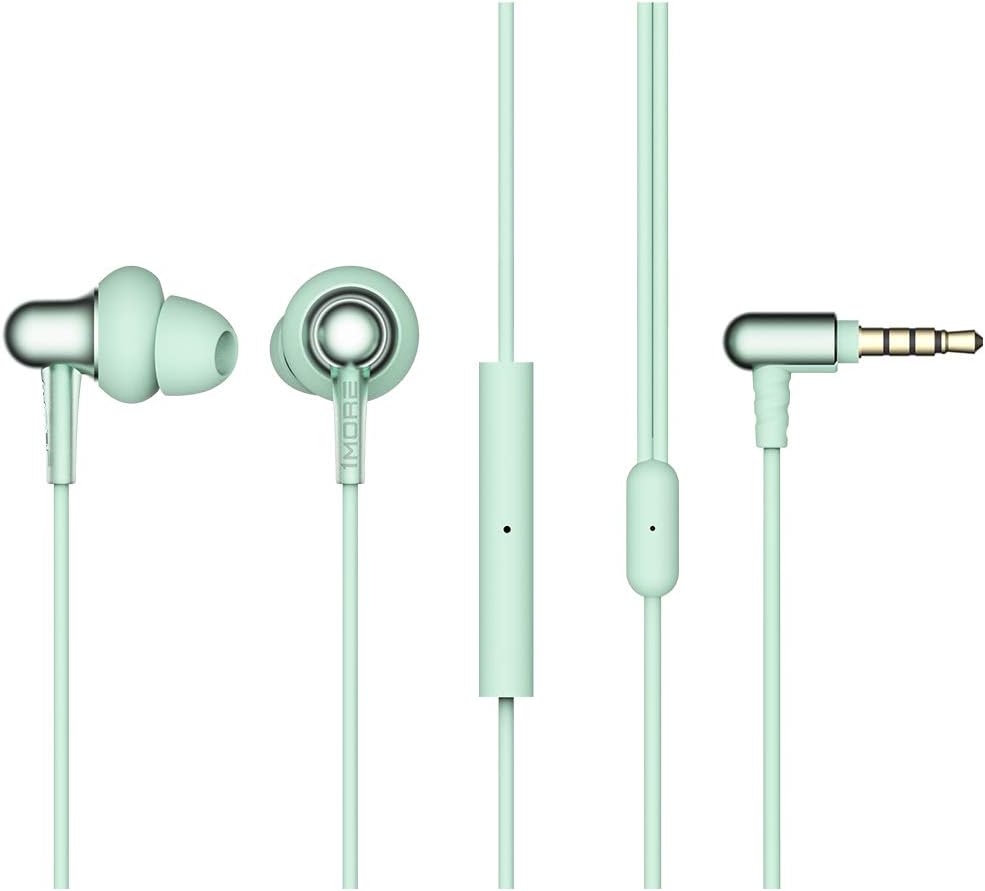 1MORE Stylish Dual-dynamic Driver In-Ear Headphones Comfortable Lightweight Earphones with 4 Fashion Colors, Noise Isolation, MEMS Mic and In-Line Remote Controls for Smartphones/PC/Tablet - Green