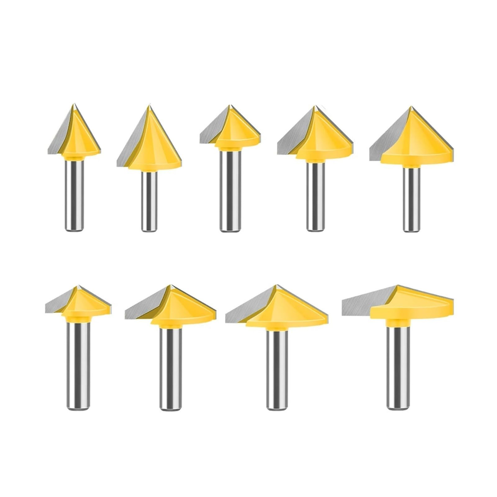 1 pieza/9 piezas de 8 mm, 60 grados, 90 grados y 120 grados, fresa 3D en forma de V, fresadora 3D, máquina de grabado, herramientas de carpintería(9PCS 8mm Shank)