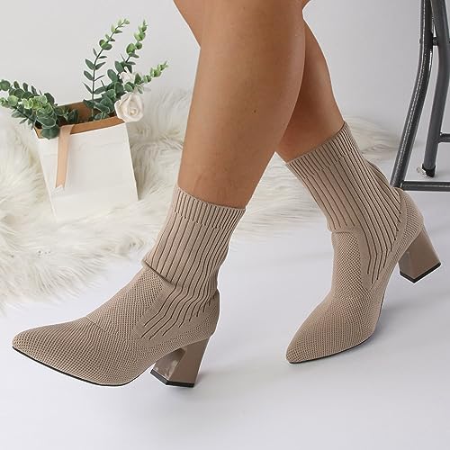 Botines de moda con tacones estables para mujer, diseño sofisticado en punto 3