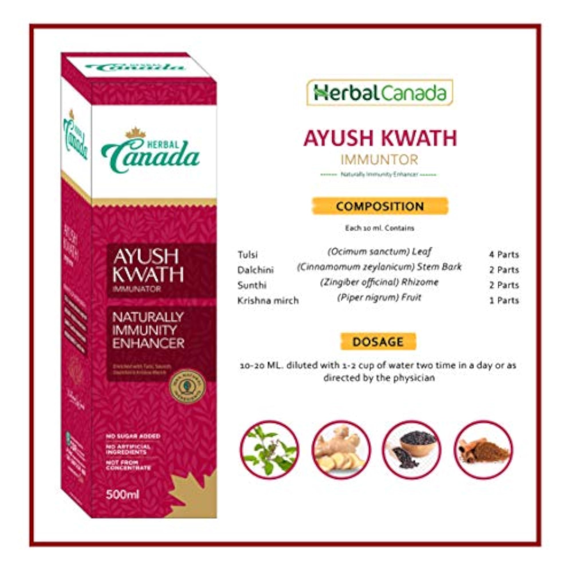 HERBAL CANADA AYUSH KWATH RAS, 500ML COMBO PACK OF 2