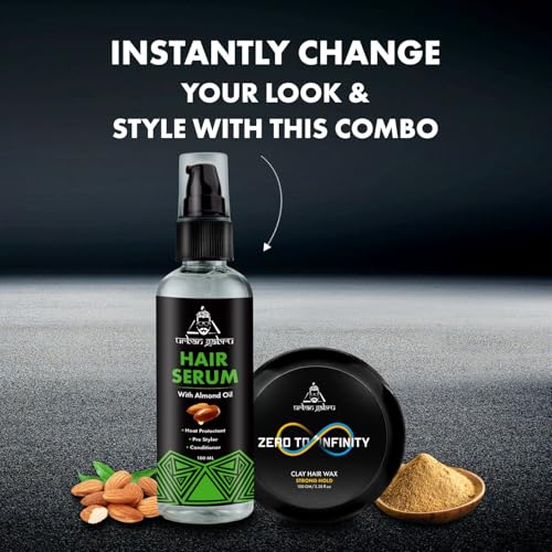 Image of Urbangabru Combo Hair Styling Kit - Clay Hair Wax (100 gm) and Hair Serum Pre-Styler (100 ml) (Hair Wax + Hair Serum)