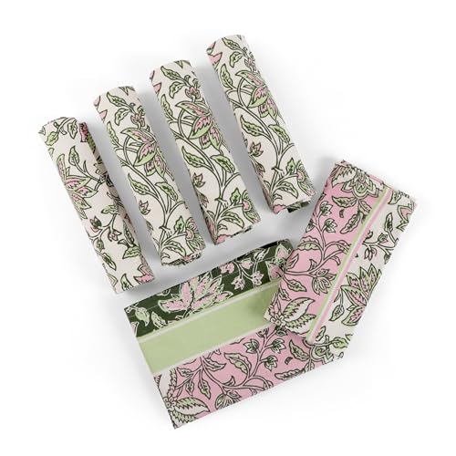 Image of FINGERCRAFT Kitchen Cloth 100% Soft High GSM Cotton Fabric Kitchen Towel, 20 x 30 Inches Perfect Size for Kitchen Uses, Set of 6, Multipurpose Use as Dish Towel, Bar Towel (Pink Flower)