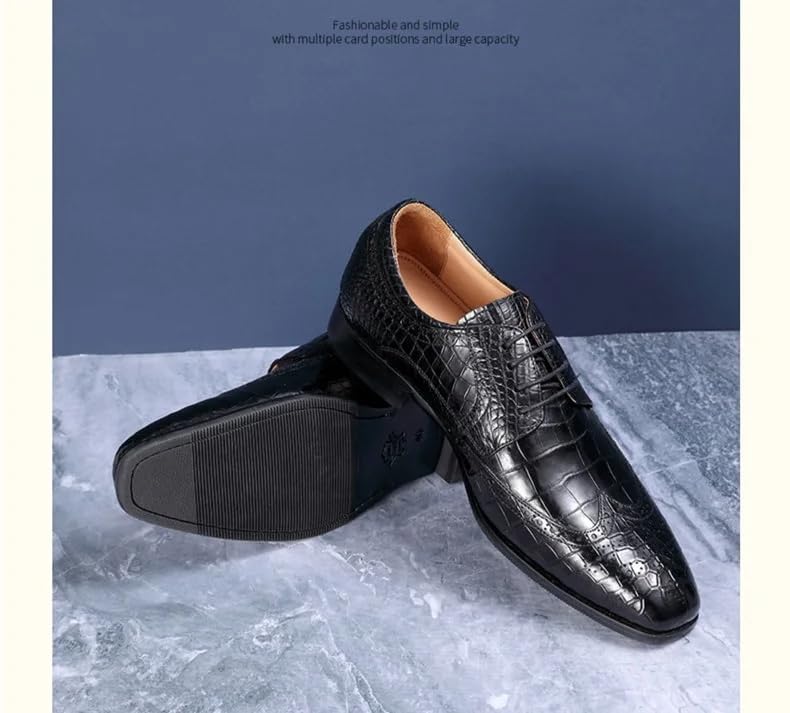 Authentic Crocodile Skin Businessmen Formal Dress Shoes Genuine Real True Alligator Leather Office Male Brock Oxford Shoes3