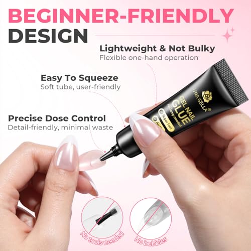 Image of UNA GELLA 15g Nail Glue for Press On Nails with 20ml Nail Glue Remover Kit | Quick Dry Semi Solid Glue, No U V Lamp Needed, Non-Acetone Gentle Remover, Strong Hold Nail Tips Glue Gel, for DIY Manicure