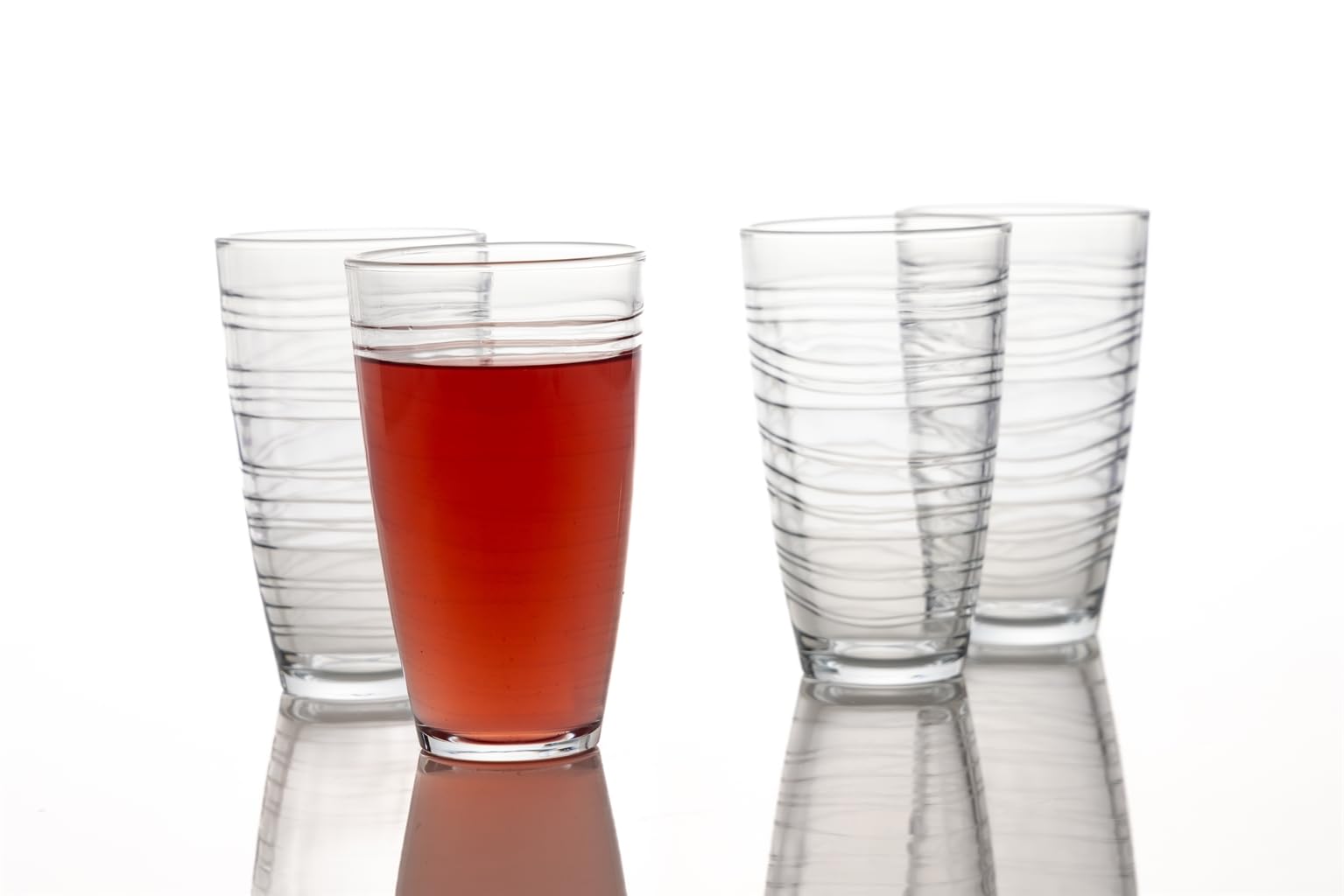 Ravenhead Essentials Premium International Swirl Super Hiball Glasses - Set of 4, 480ml - Elegant Tall Glassware for Water, Juice & Cocktails 1