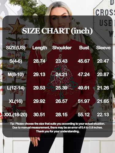 QLIPIN Christmas Sweatshirt Women Merry Christmas Bow Sweater Christmas Tree Shirt Oversized Holiday Ugly Sweaters - Image 6