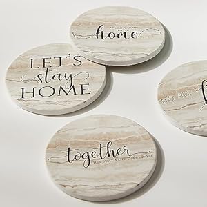 Coasters for Drinks, Set of 6 Absorbent Drink Coasters with Holder, Rustic Ceramic Drink Coasters with Cork Backing for Table Protection, Housewarming Gifts, Farmhouse Décor Coasters for Drinks Set of 6 Absorbent Drink Coasters with Holder Rustic Ceramic Drink Coasters with Cork Backing for Table Protection Housewarming Gifts Farmhouse Decor