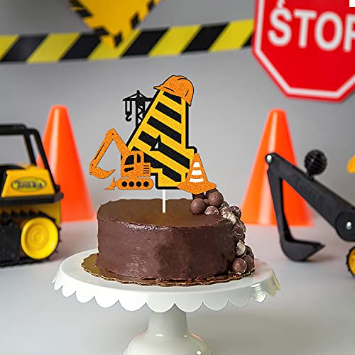 Construction 4Th Birthday Cake Topper For Kids Boy Girl Truck Excavator Forklift Dump Bulldozer Road Roller Engineering Themed Four Year Old Happy Birthday Party Supplies #TOP4