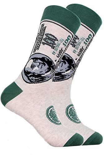 SOCKZ-71 - Mens Designer Novelty 100 Dollar Bill Cotton Socks