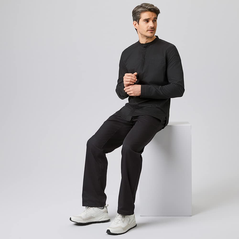 EXNER Giacca funzionale da cuoco, slim fit stretch, maniche lunghe, misto cotone, disponibile in bianco, nero, grigio e blu