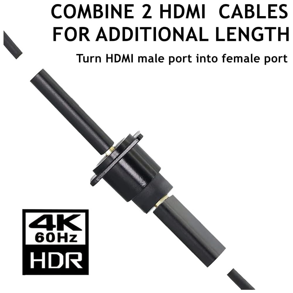PENGLIN 2PCS Panel Mount HDMI Extension Cable Adapter, Female to Female HDMI Connector 60Hz 4K Extender for TV Monitor Projector - Image 3