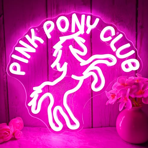 Image of Pink Pony Neon Sign Music Cowgirl Western Neon Lights for Wall Decor Dimmable Pony Club Light Up Sign Midwest Princess Led Signs for Bedroom Wall Bar Pub Gift