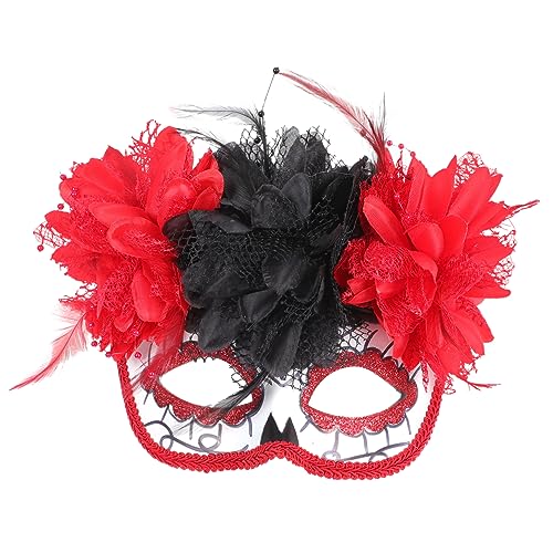 KESYOO 1pc Flower Decorations Floral Costume Prom Props Flowers Decoration Masquerade Party Supplies Funny Halloween Mask Carnival Mask Halloween Decor Face Red Plastic