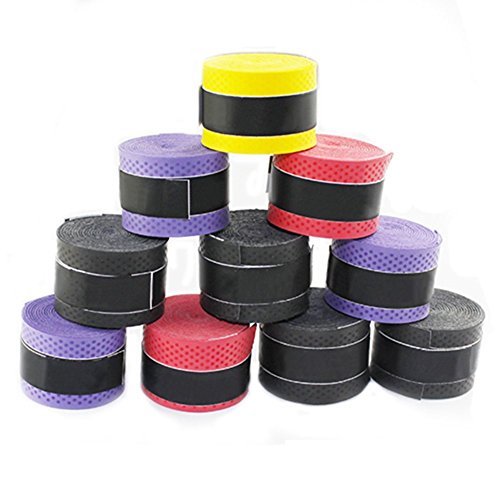 Broadfashion 10pcs Anti-Slip Badminton Tennis Racquet Racket Grip Overgrip Tape (Random Color)