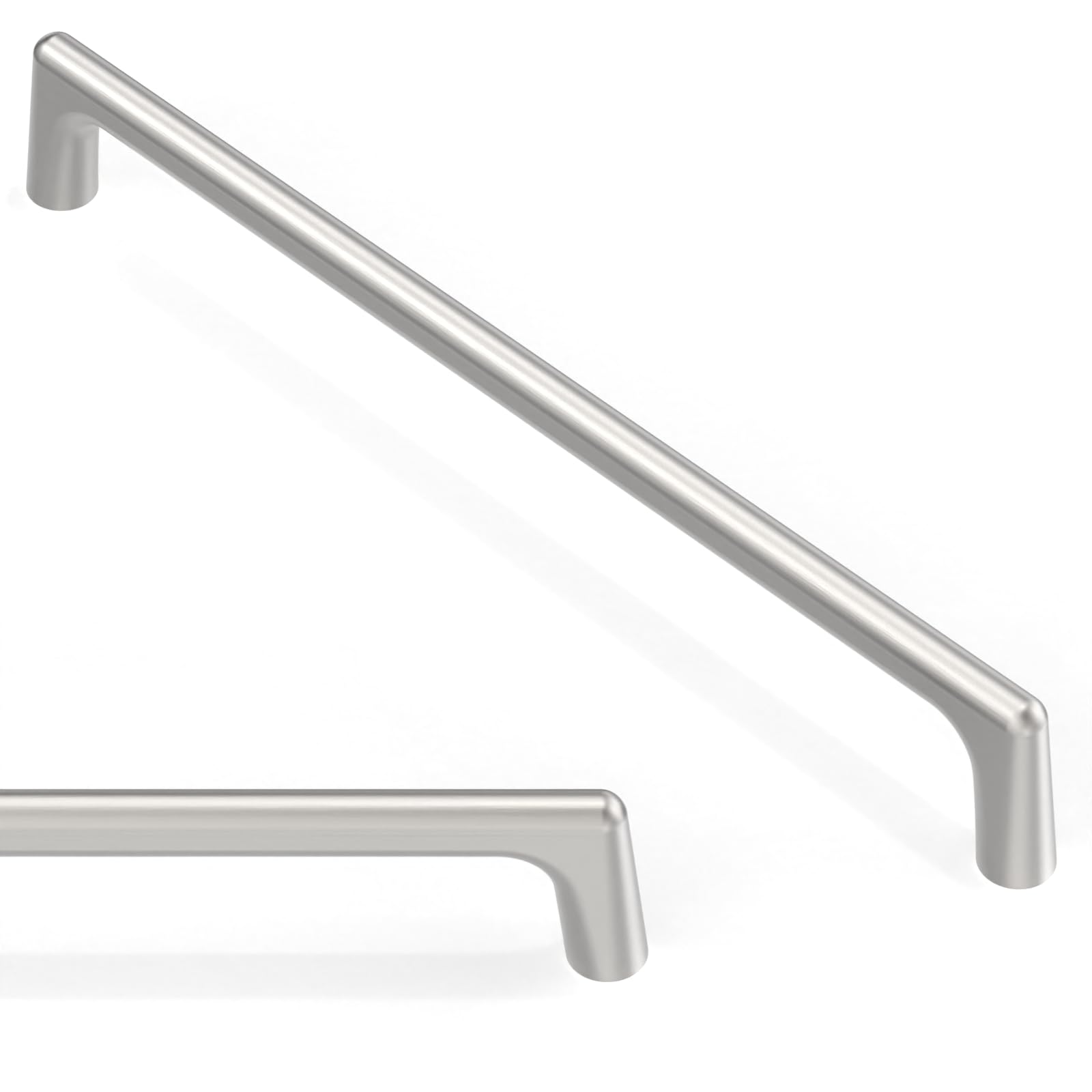 Paquete de 10 tiradores de gabinete de níquel satinado cepillado de 7.5 pulgadas (192 mm), manijas de gabinete de cocina de aleación de zinc sólido para gabinetes de gabinetes y cajones