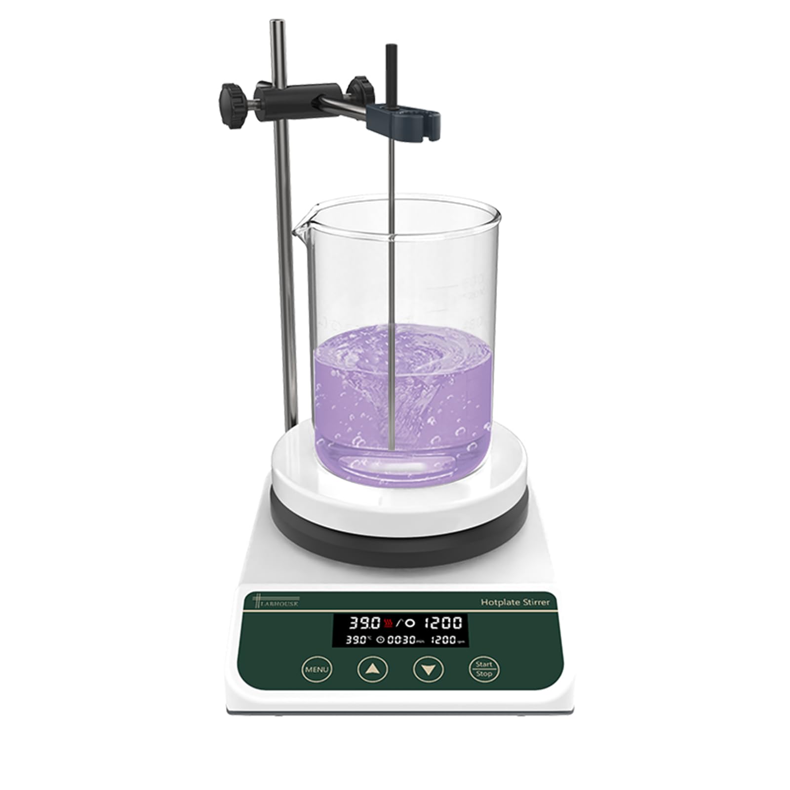 LABHOUSE Lab Digital 590℉/310℃ Magnetic Stirrer Hot Plate 3L Magnetic Mixer 5in Hotplate Timing Setting 50-1500RPM | Probe Sensor,Support Stand,Stir