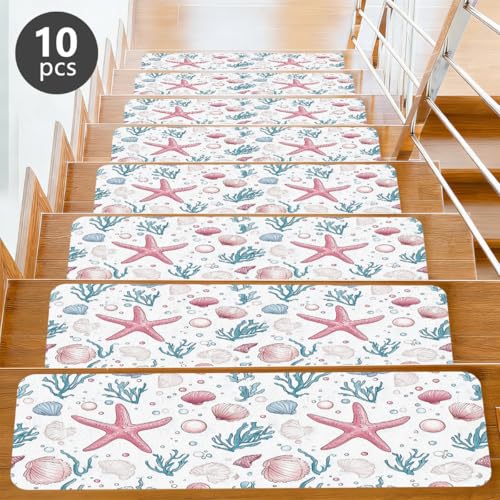 Protectores de escalera de interior para escalones de madera estilo playa 6
