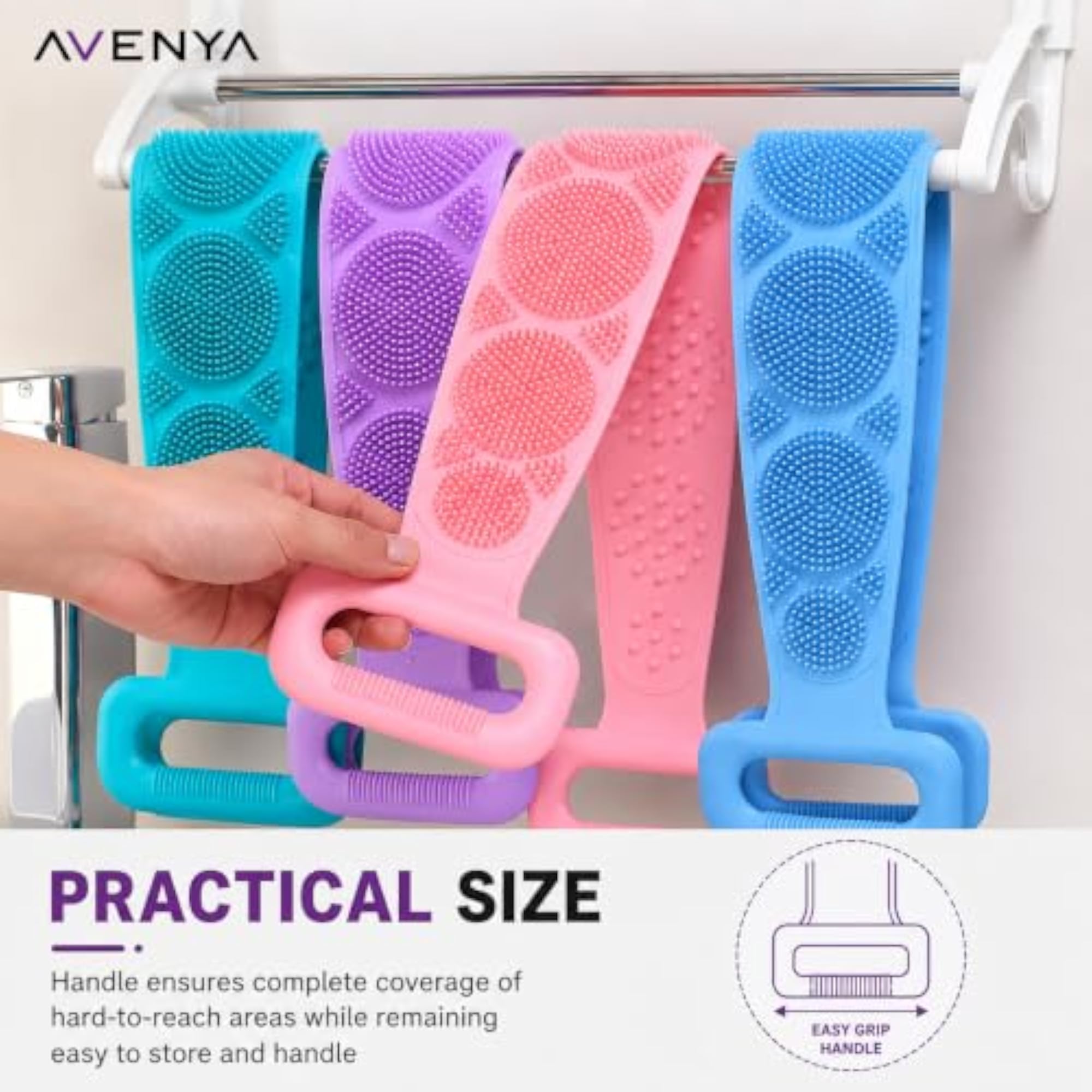 Avenya Silicone Body Back Scrubber, Double-Sided
