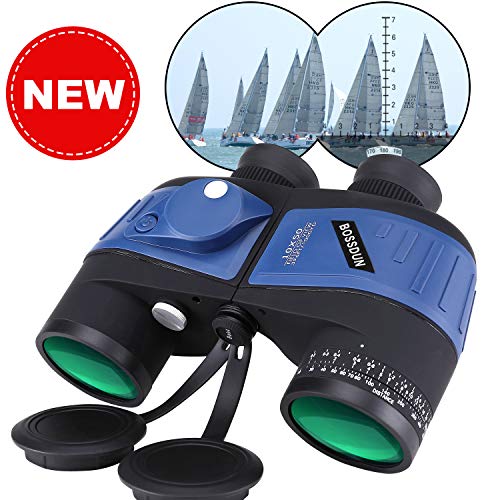 Prismáticos Militares Marinos 10X50 para Adultos, Binoculares Impermeables con Telémetro Brújula BAK4 Prism Lente FMC para Observación de Aves Caza Canotaje