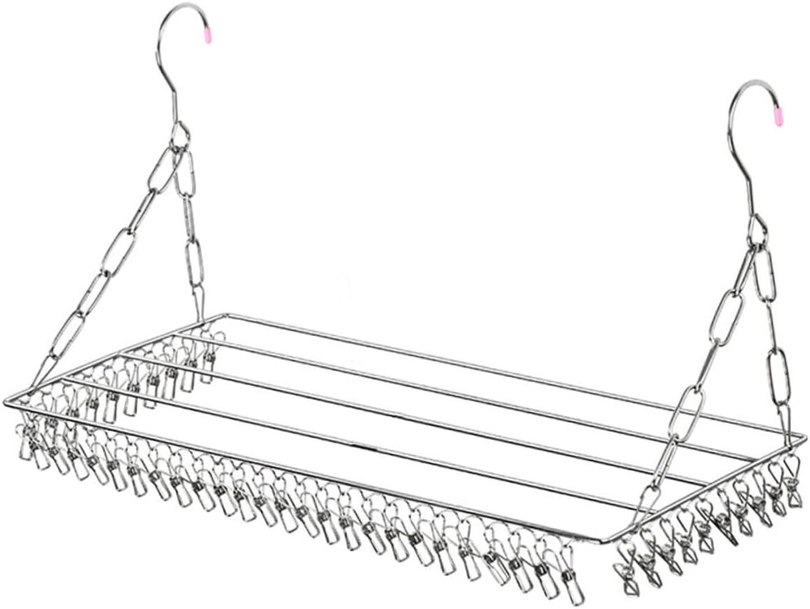 Stainless Steel Balcony Drying Rack 45 Bars Multifunctional Windproof Clothes Hanger Socks and Pants Organizer for Home Laundry