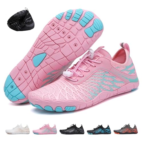 2025 New Hike Barefoot Shoes for Women Mens,Barefoot Shoes Women,Non-Slip Ultra-Light Water Shoes(Pink,8 Women/6 Men)