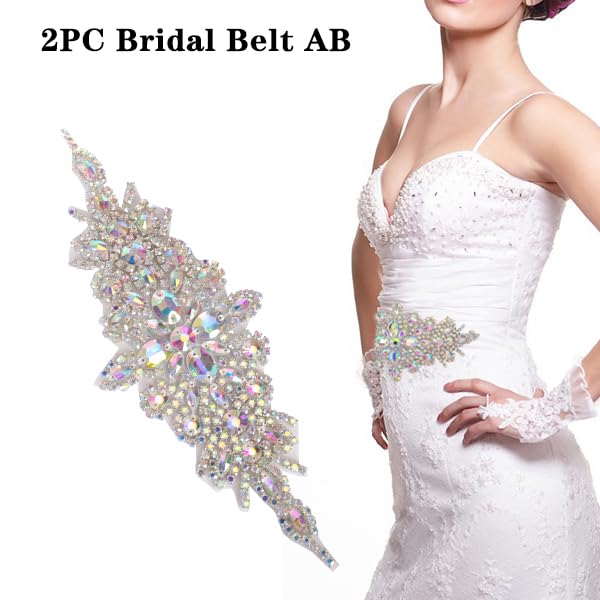 Pardecor Crystal Belt Wedding Rhinestone Applique Glitter Dress Belts Beaded Bridal Sash Wedding Belt Bridal Belt…4
