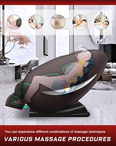Bilitok Massage Chair Recliner With Zero Gravity, Full Body Massage Chair With Heating, Bluetooth Speaker, Airbags, Foot Roller, Touch Screen, Space-Saving (Brown), 58D X 40W X 30H In #TOP3