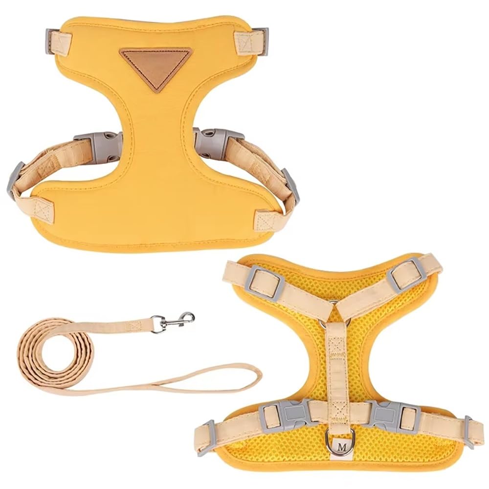 Harnais De Marche Léger for Animaux De Compagnie | Tissu respirant, conception sans traction, adapté aux variétés de petite et moyenne taille(Yellow,Large)