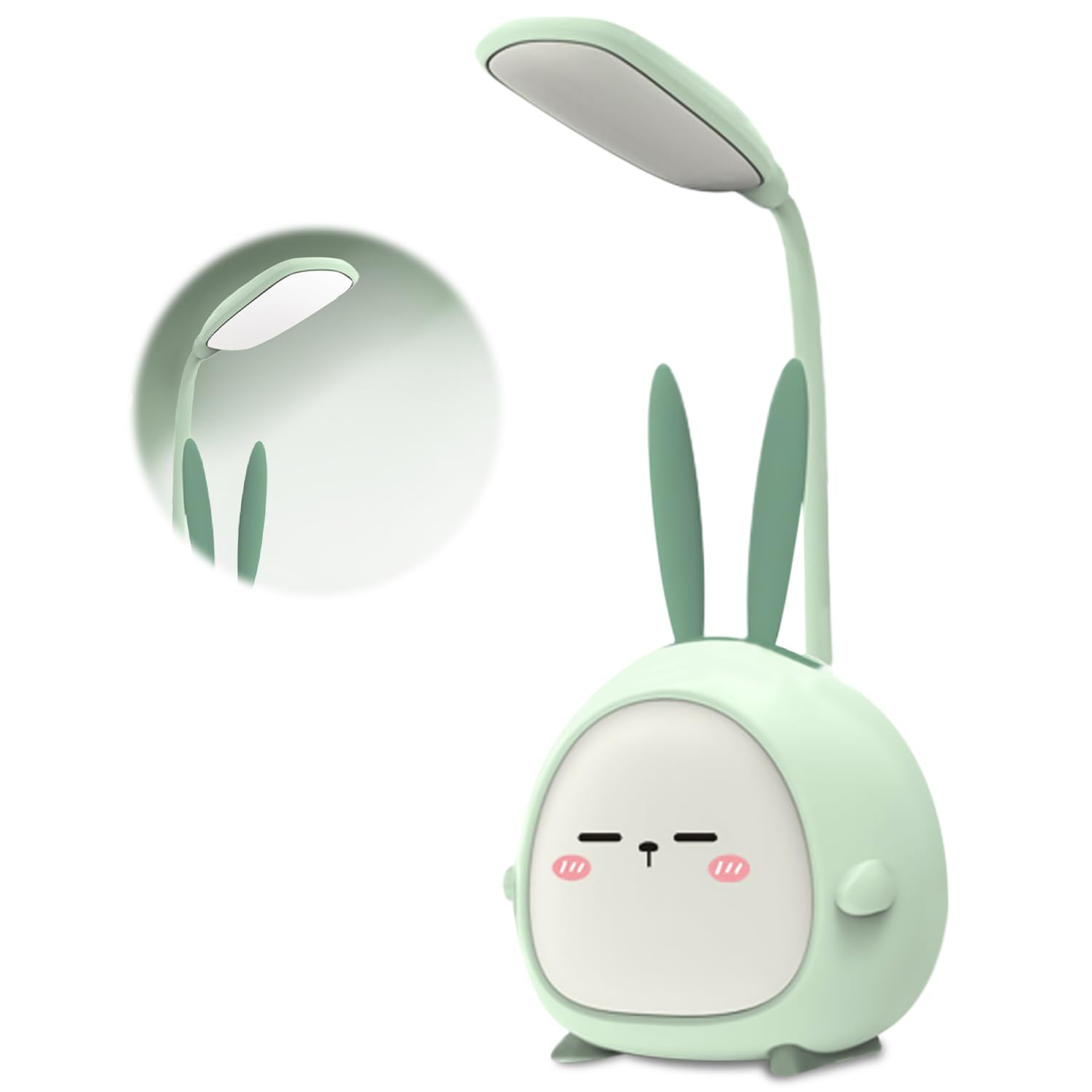 Nizirioo 1 lámpara de escritorio para niños: mini lámpara de escritorio recargable con brazo flexible, bonita lámpara de escritorio de dibujos animados, lámpara de mesa LED con 3 temperaturas de color