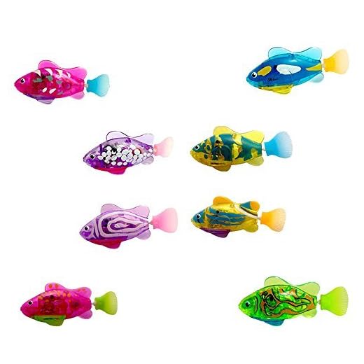 XYKTGH Swimming Robot Fish Toy for Kids with LED Light, Mini Aquarium Fish, 2020 New Bath Toys, Interactive Plastic Fish Toys (4 pcs), Electronic Cat Toy Gift to Stimulate Your Pet's Hunter Instincts