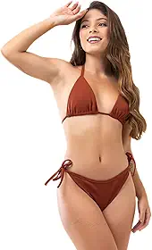 Biquíni Cortininha de Fio Amarração Lateral Moda Praia