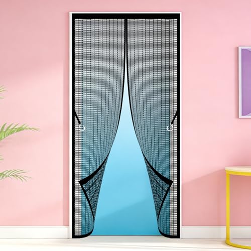 �Ԍ˃J�[�e�� 114 x 230 cm �É��d�l��t�ȒPDIY�Ԍˎ����ŕ܂銷�C�΍��������n�G�Ȃǂ������ȈՃA�p�[�g�x�����_�T�b�V�h�A�����, �u���b�N