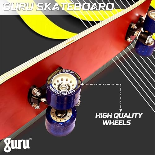 Image of GURU Skateboard, Wooden Non-Slip Skateboard for Kids, Adult, Casterboard /Skate Board /Hoverboard /Longboard for Beginners, Learners, Training Purpose for All Age Group