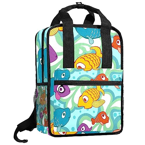 Sac à dos pour garçons école maternelle motif poissons océan multicolore