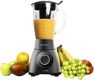 Cecotec Blendery kielichowe Power Black Titanium 1500 PerfectMix o mocy 1500 W, z 8 ostrzami pokrytymi czarną powłoką tytanową, o pojemności 1.8 L. Zawiera filtr do smoothie.