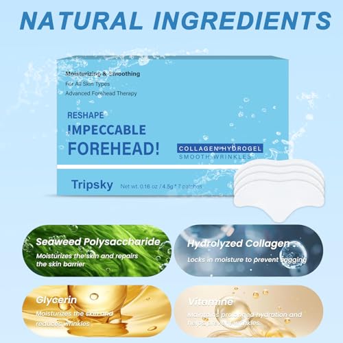 Tripsky Forehead Wrinkle Patches, Overnight Facial Wrinkle Patches With Collagen, Forehead Wrinkles Treatment Jelly Pads Softening Fine Lines - image 2