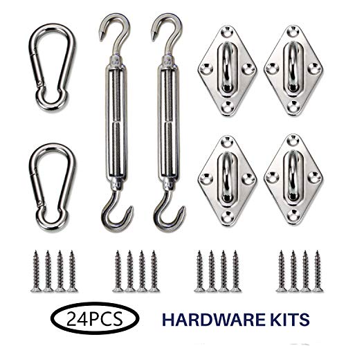 Afufu Kit de Montaje para Toldo, Set de Montaje de 24 Piezas de Acero Inoxidable Sun Shade Sail Kit Accesorios de Fijación de Hardware para la en Garden, Patio, Jardín