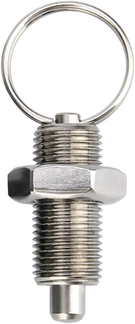 Tie Ring Spring Plunger pins 1pc M8/10/12/16/20mm Stainless Steel/Carbon Steel Retractable Index Plungers Pull Ring Locating Pins with Lock Nuts(VCN236-LNK,M20)