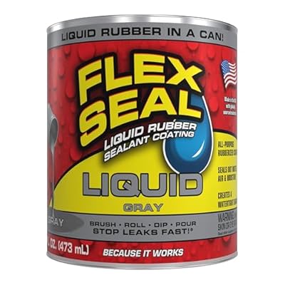 Flex Seal Liquid, Rubber Coating Sealant, Waterproof, Flexible, Breathable, and UV Resistant, Roof Repair, Basements, RV, Campers, Trailers, Marine, EPDM, Masonry, Gray, 16 oz