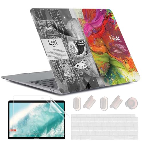 MUSHUI 4 in 1 Custodia per MacBook Air 13 Pollici 2020 2019 2018 Modello A2337 M1/A2179/A1932, Plastica Case Rigida & Tastiera Cover & Proteggi Schermo per Mac Air 13, Cervello Creativo 1
