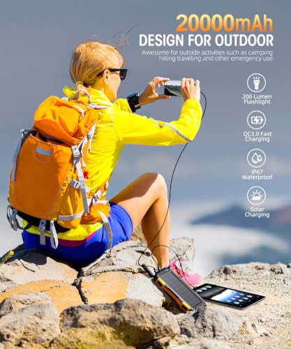 Mregb Solar Charger Power Bank 20000mAh, Portable Charger, Solar Power Bank,External Battery Pack 5V3.1A Qc 3.0 Fast Charger Built-in Super Bright Flashlight - image 7