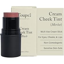 Toups & Co Cream Cheek Tint Merlot | Multi-Use Cream Blush for Cheeks, Lips & Eyes | Blendable Long-Lasting Color | Natural Radiant Finish | Non-Comedogenic Tint