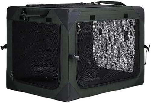 KryZaro ペット用ドライブボックス XLサイズ グリーン 折り畳み式 犬猫兼用 小中大型犬用 車用座席設置 飛び出し防止 防水通気 洗濯可 メッシュ窓 多機能 ペットキャリー ペットキャリーバッグ 車用ペットケージ 旅行・通院・アウトドア適合 ペット