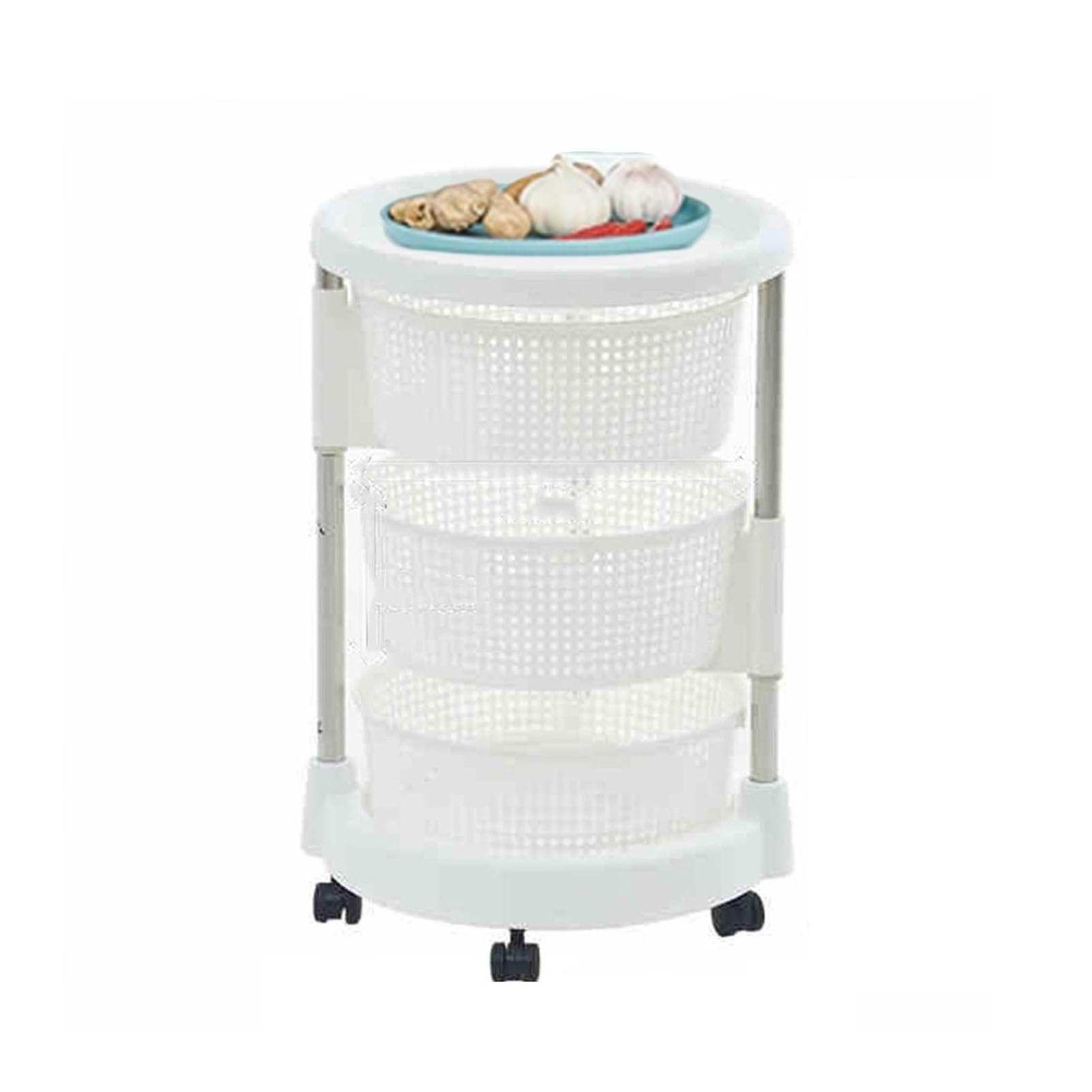 Cesta giratoria de almacenamiento móvil para verduras y orden en el baño