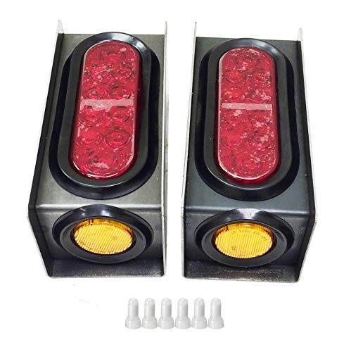 LIBRA 2 Steel Trailer Light Boxes with 6" LED Oval Tail Lights & 2" LED Amber Round Side Lights with Wire Connectors