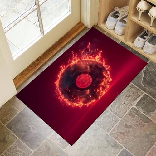 Tapis d'entrée antidérapant lavable et ultra doux rouge