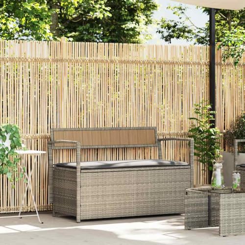 Banc de rangement de jardin pour optimiser l'espace en résine tressée gris clair